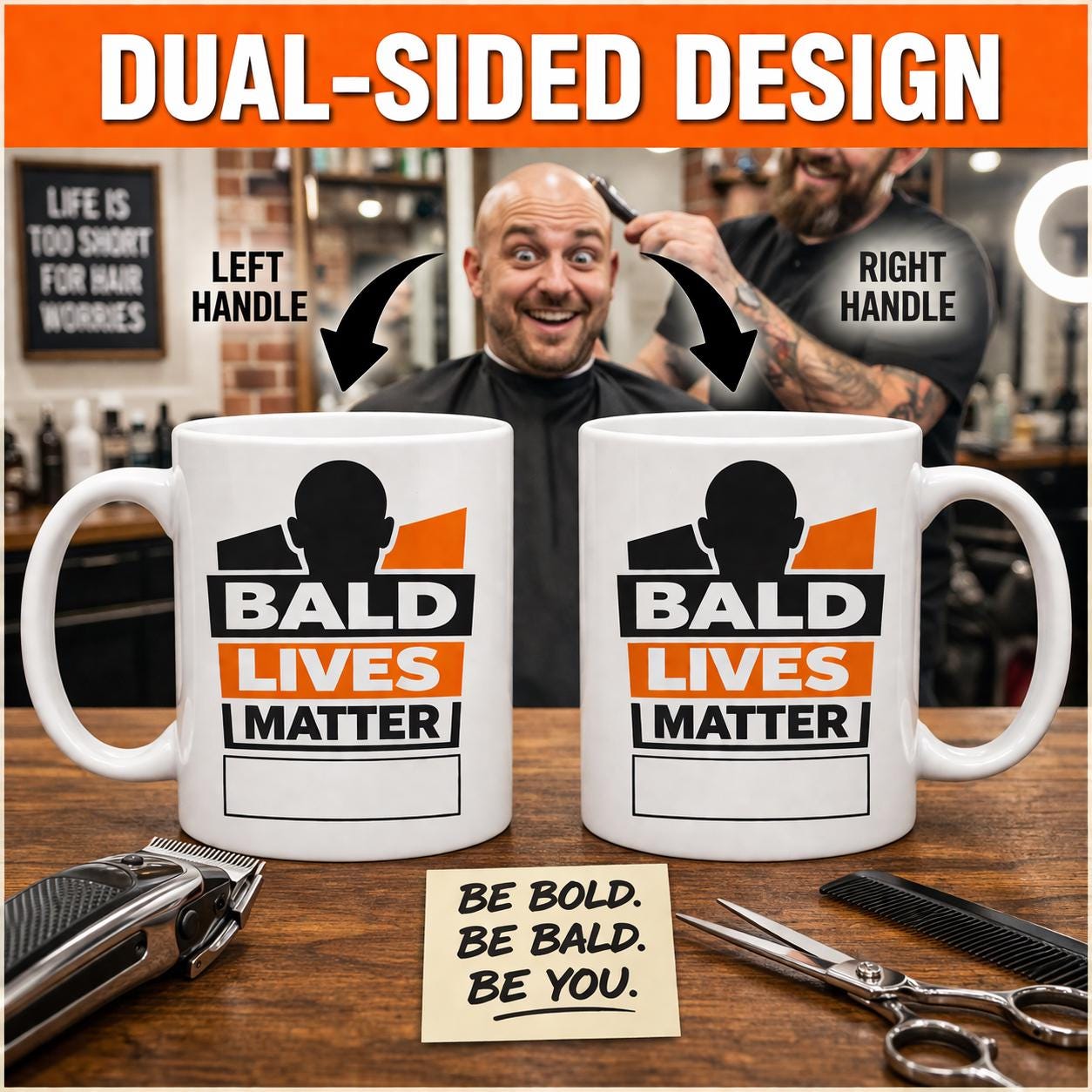 Bald lives matter mug, Funny, Baldy, Personalised, Gift, Him, Christmas, Fun, Unique