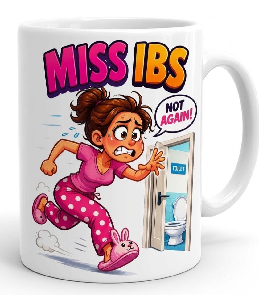 Personalised Miss IBS Mug, Funny Toilet Humour Gift, 11oz Ceramic