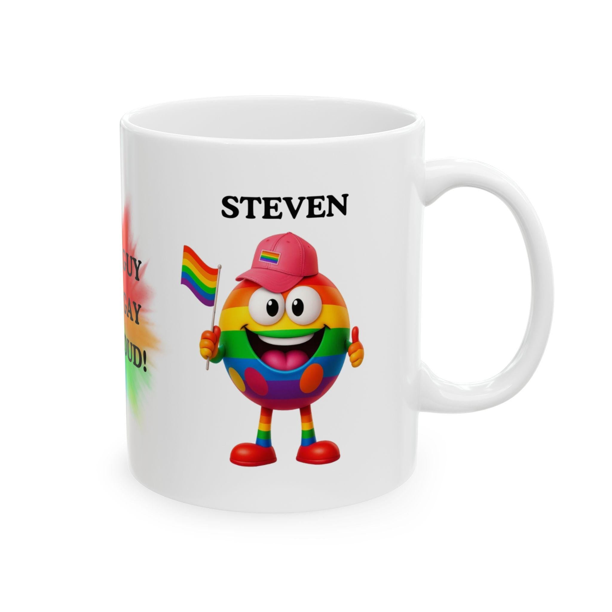 Just a guy who's gay and proud mug: Personalised LGBT Pride Gift
