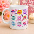 Positive affirmation mug, self love gift, motivational coffee cup, mental wellness mug, colourful inspirational mug 11oz