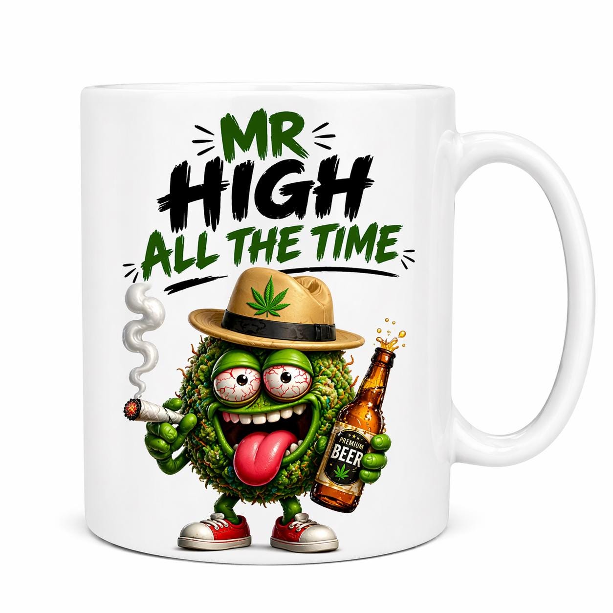Personalised Funny Mr High All The Time Mug, Stoner, Drinker, 11oz Ceramic
