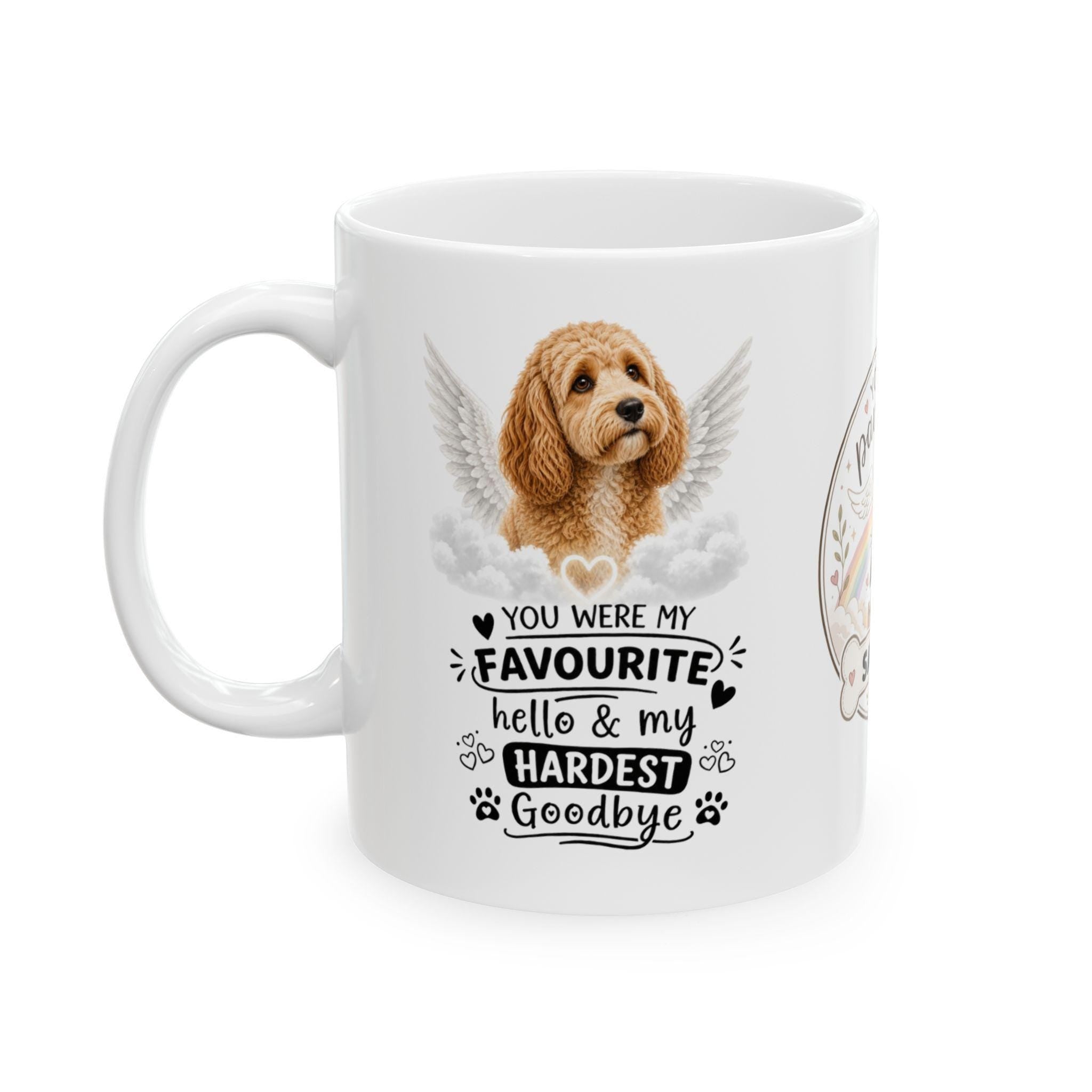 Personalised cocker poo Memorial Mug Personalised, Pet Loss Gift, Dog Remembrance Mug, Favourite Hello Hardest Goodbye 11oz