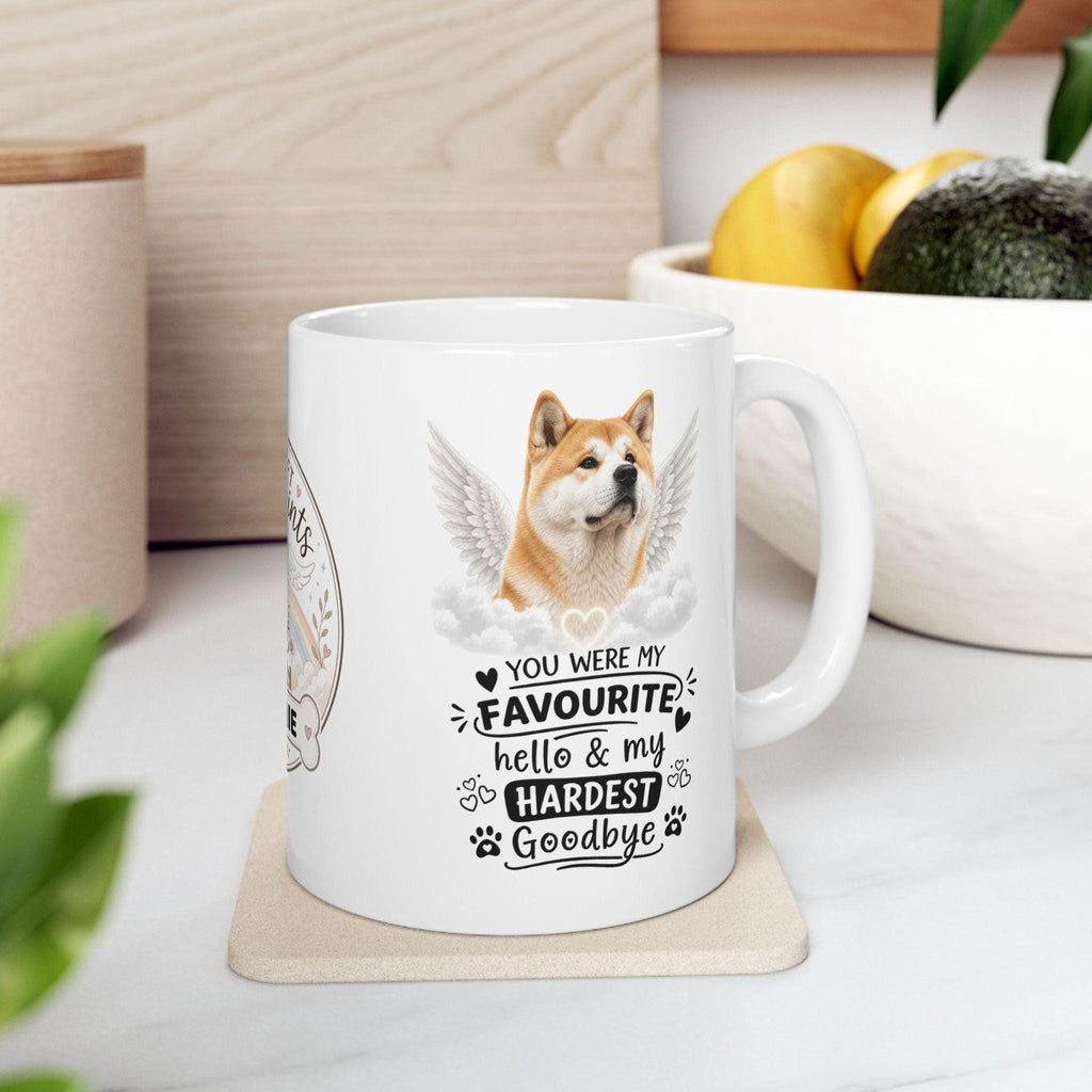 Personalised Akita Memorial Mug Personalised, Pet Loss Gift, Dog Remembrance Mug, Favourite Hello Hardest Goodbye 11oz