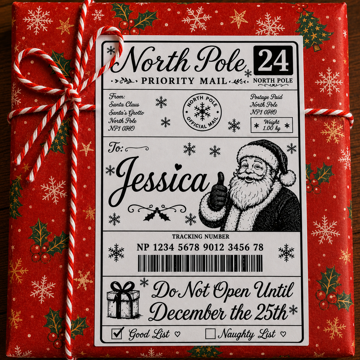 Personalised North Pole Christmas Present Labels – Pack of 40, Write Your Own Name, 4 Different Designs to Choose from.