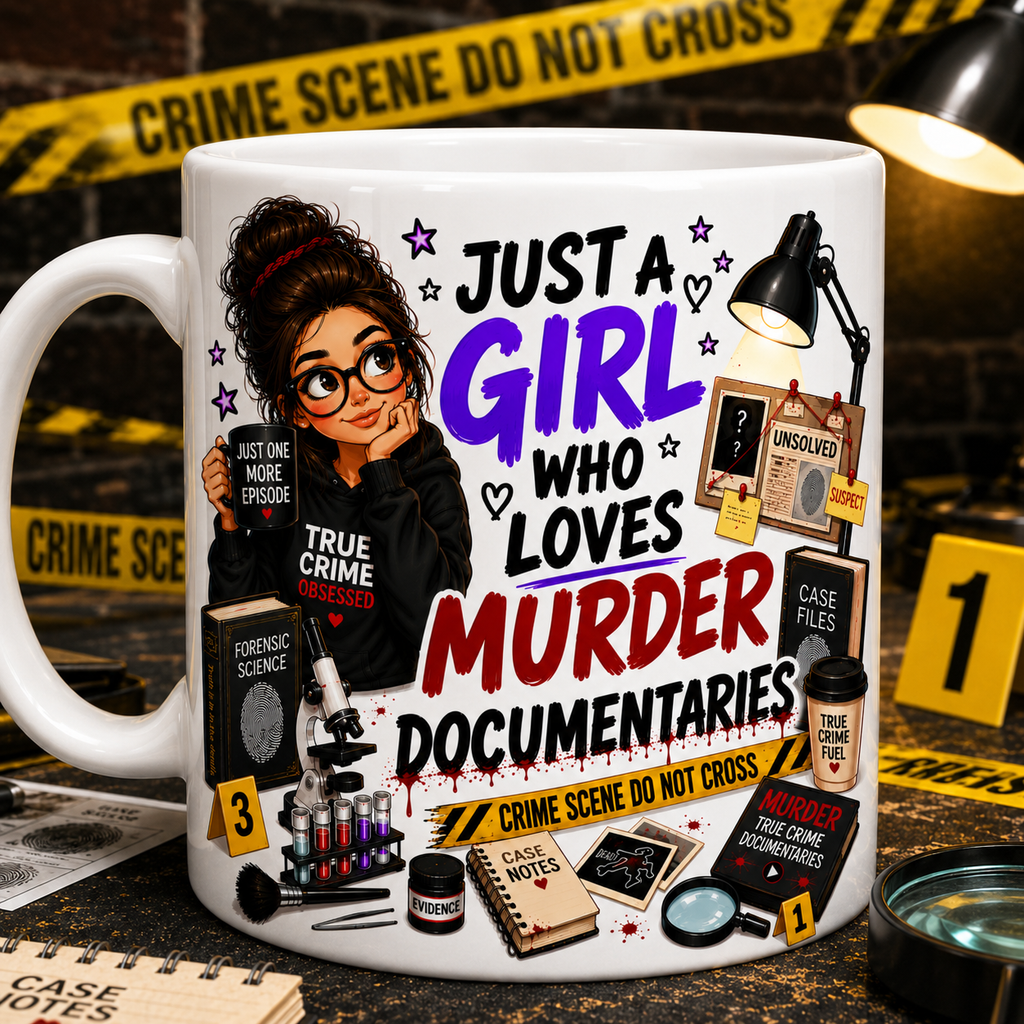 True Crime Documentary Lover Mug Personalised Name Cup Crime Scene Coffee Mug Funny Detective CSI Style Gift For Women Ceramic Tea Mug 11oz