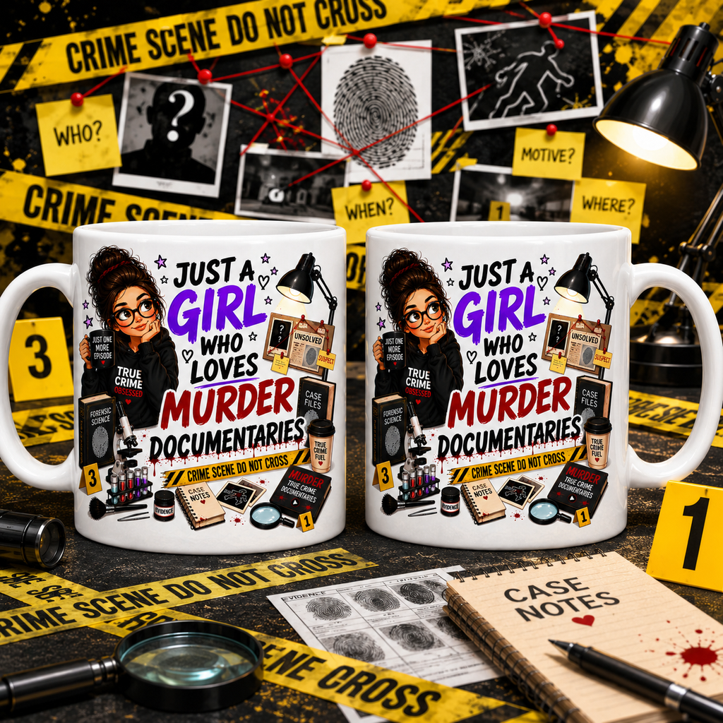 True Crime Documentary Lover Mug Personalised Name Cup Crime Scene Coffee Mug Funny Detective CSI Style Gift For Women Ceramic Tea Mug 11oz