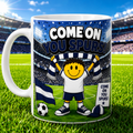 Come On You Spurs Football Fan Mug – Funny Cartoon Football Supporter Mug – Blue & White Stadium Coffee Cup – Football Gift for Fans 11oz