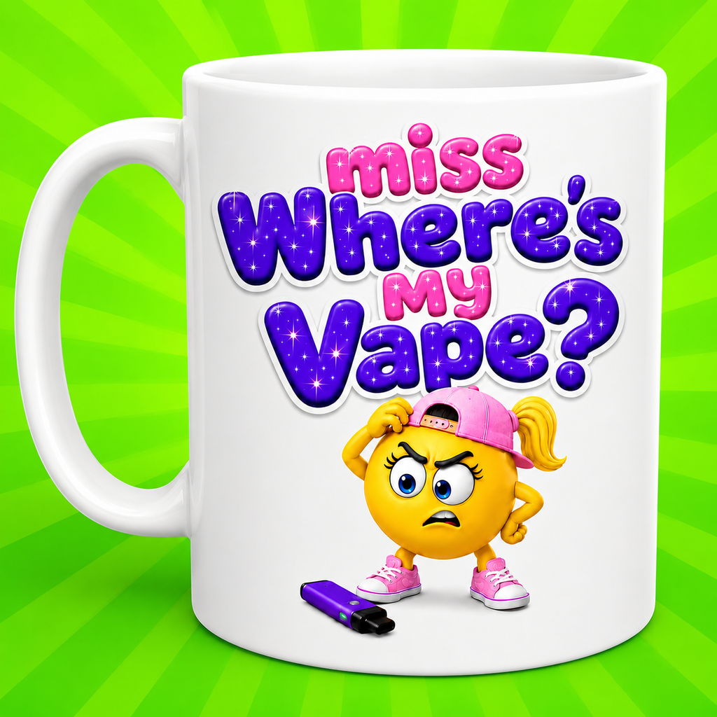 Personalised Miss Where's My Vape Mug Humour Joke 11oz