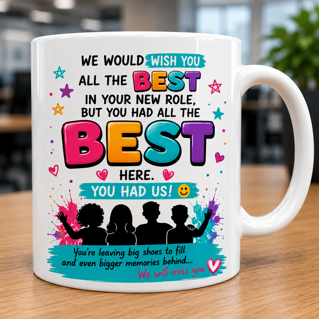 Personalised Leaving Job Mug | Funny Coworker Farewell Gift | New Job Present, 11oz Ceramic Coffee Cup Drinkware