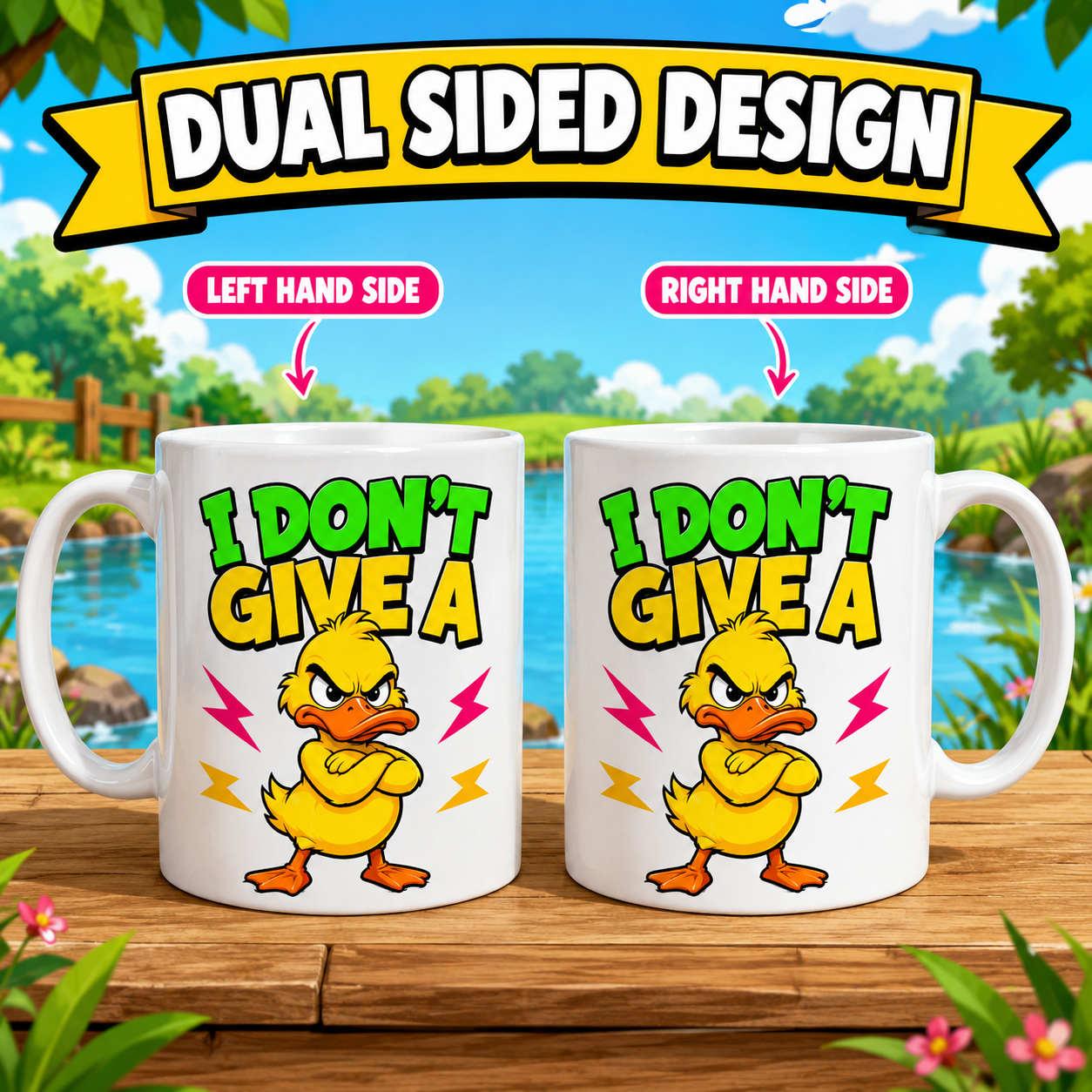 I Don't Give A Duck Mug – Funny Angry Duck Coffee Mug – Novelty Gift for Duck Lovers – Sarcastic Humour Mug 11oz