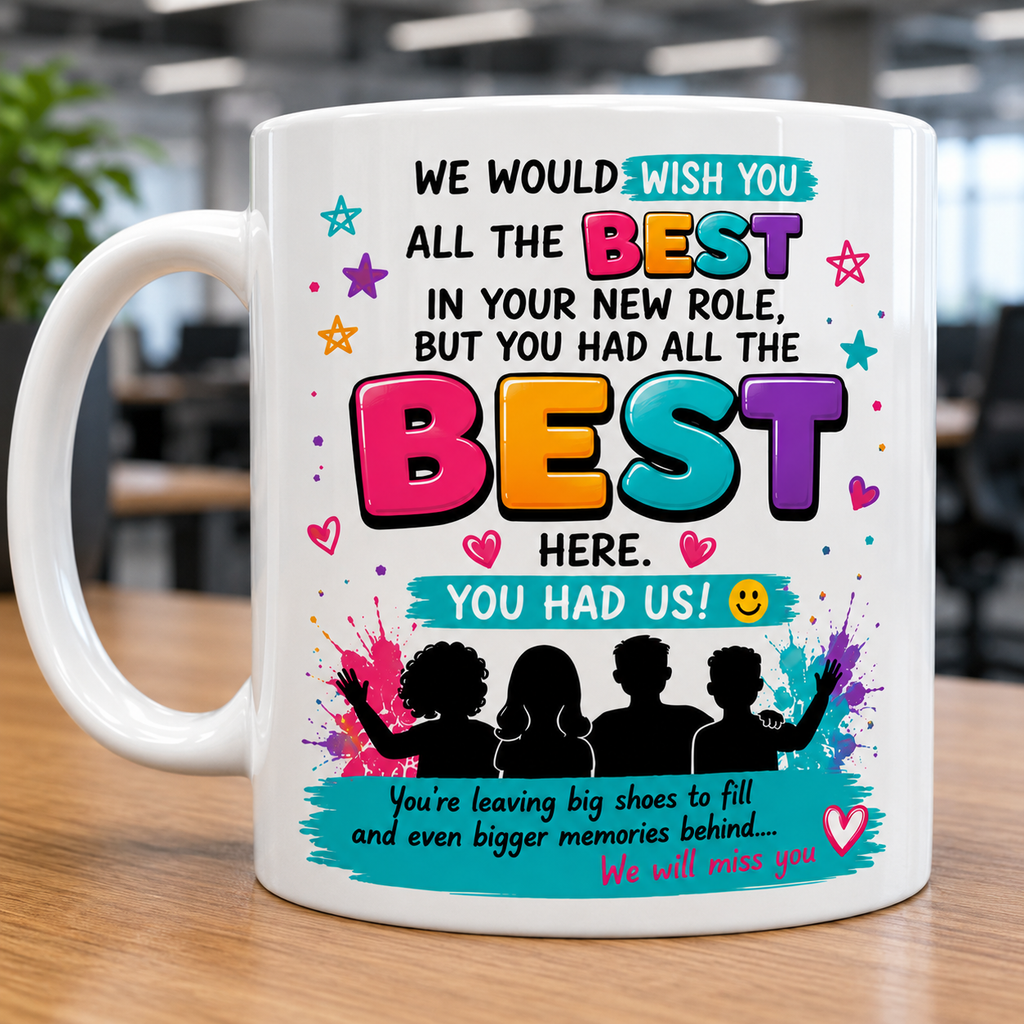 Personalised Leaving Job Mug | Funny Coworker Farewell Gift | New Job Present, 11oz Ceramic Coffee Cup Drinkware