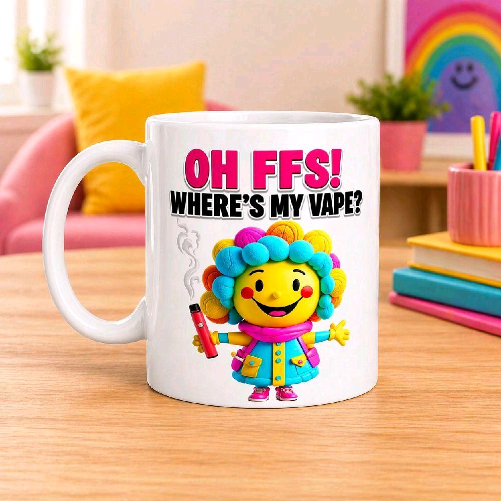 OH FFS! Where’s My Vape? Funny Colourful Character Mug – Novelty Coffee Cup Gift | Sassy Sips
