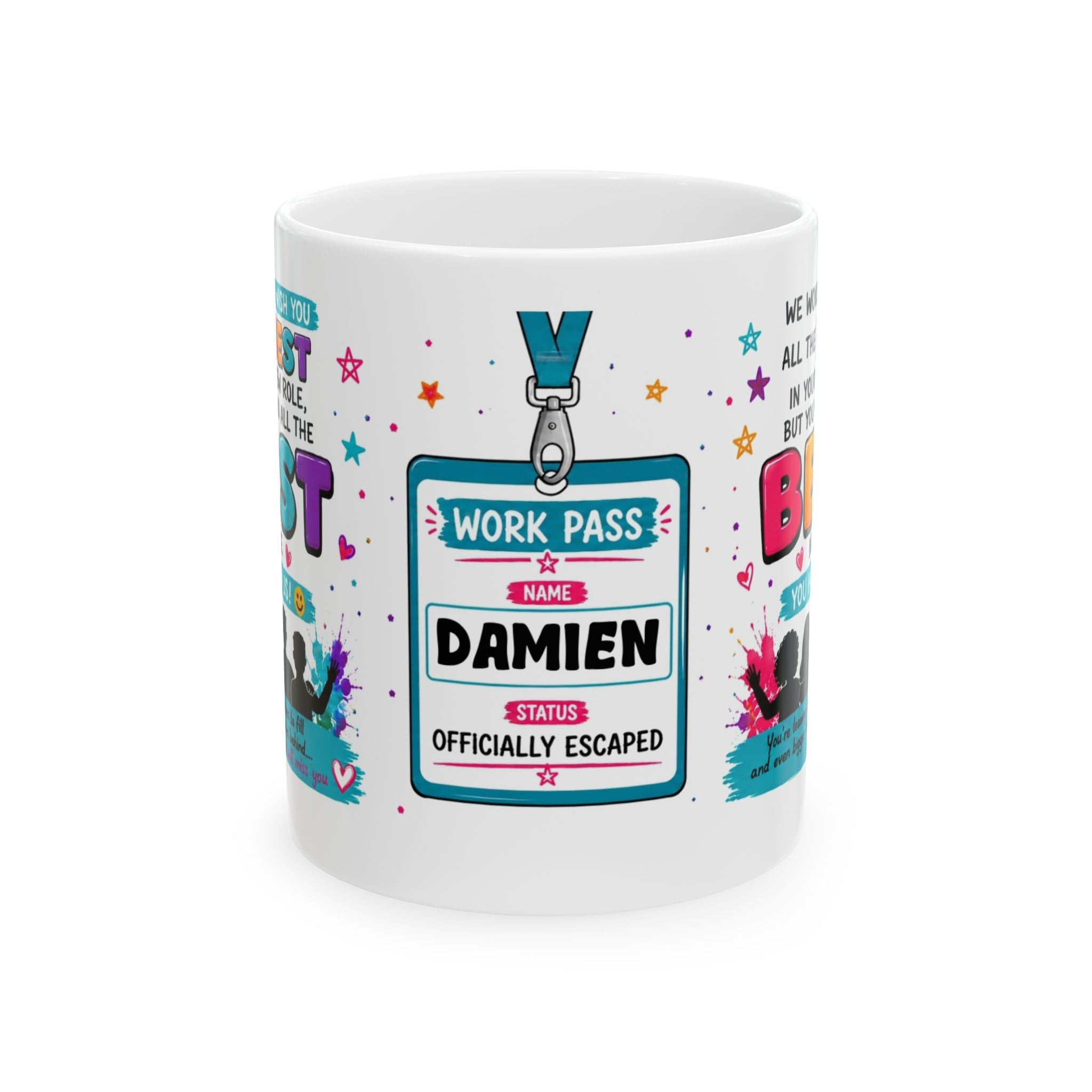 Personalised Leaving Job Mug | Funny Coworker Farewell Gift | New Job Present, 11oz Ceramic Coffee Cup Drinkware