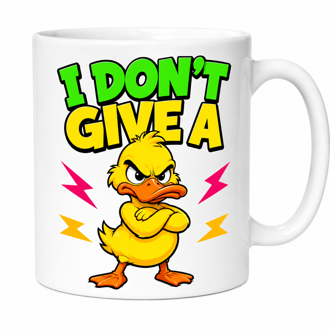 I Don't Give A Duck Mug – Funny Angry Duck Coffee Mug – Novelty Gift for Duck Lovers – Sarcastic Humour Mug 11oz