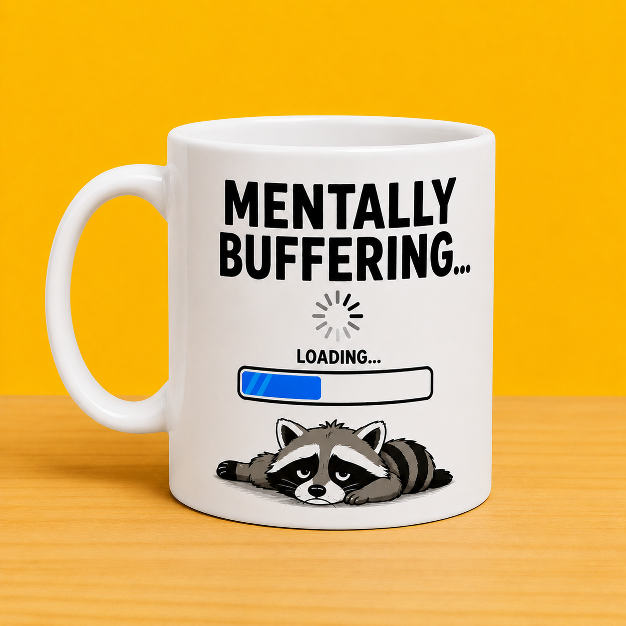 Funny Overthinking Mug – Mentally Buffering & Too Many Tabs Open Dual-Sided Ceramic Coffee Cup – Humorous Work Office Gift for Coworkers, Anxiety, ADHD, Busy Adults, Coffee 11oz