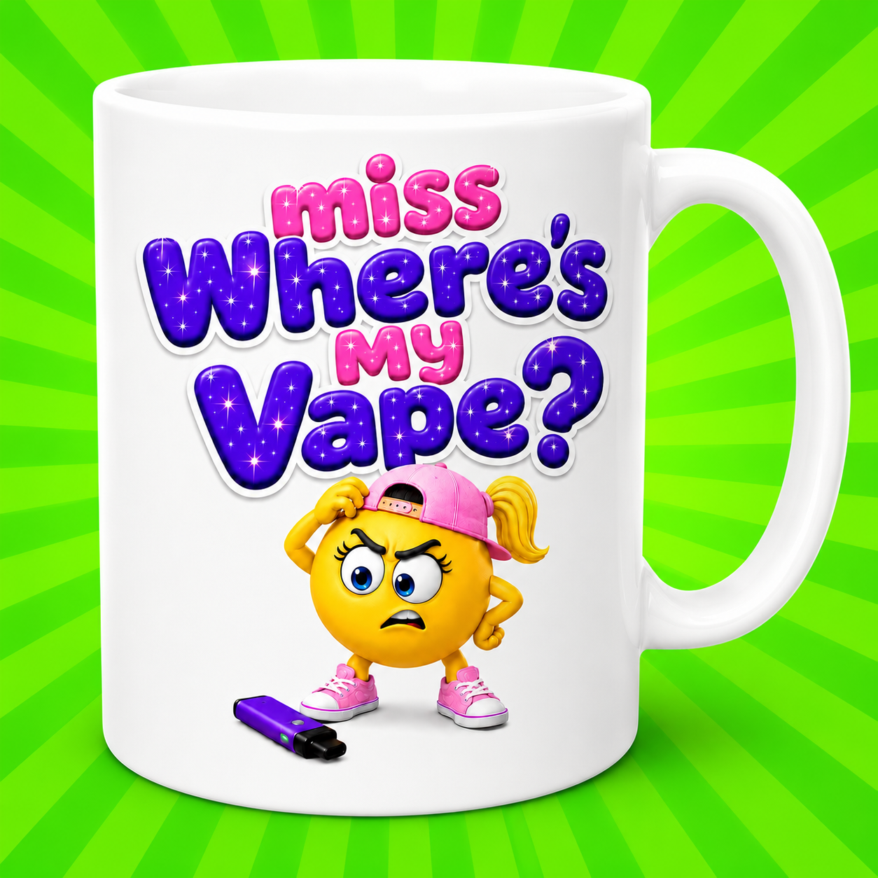 Personalised Miss Where's My Vape Mug Humour Joke 11oz