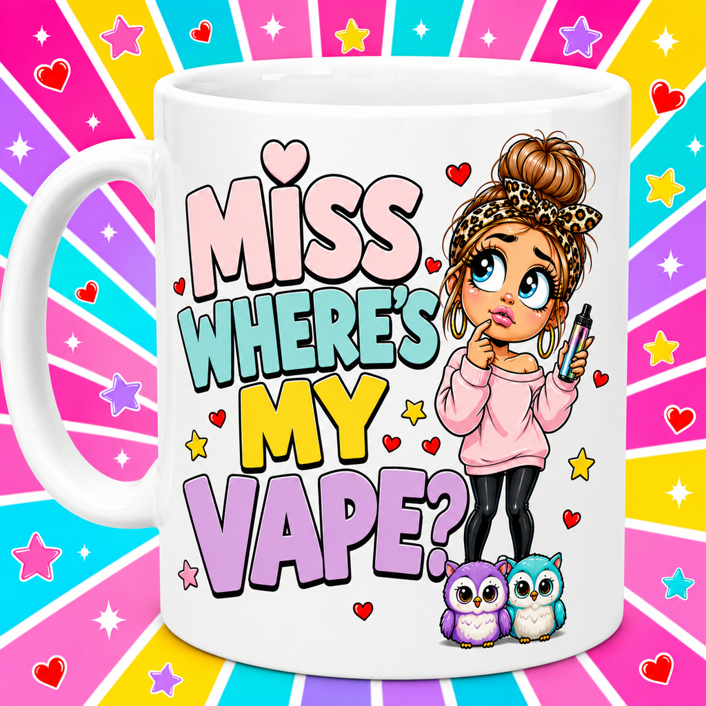 Miss Where’s My Vape? Mug – Funny Vape Lover Coffee Cup Gift for Her, 11oz