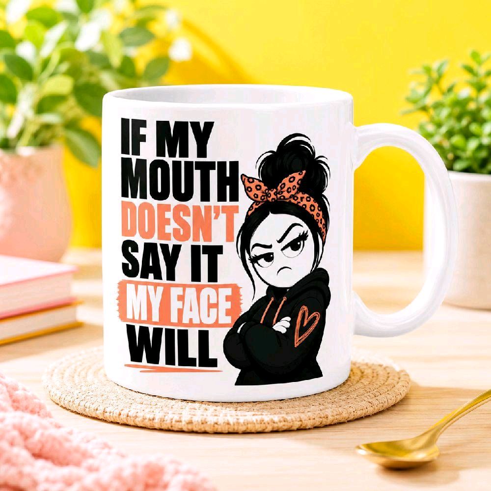 If My Mouth Doesn’t Say It My Face Will Funny Sarcastic Mug – Attitude Coffee Cup Gift | Sassy Sips 11oz