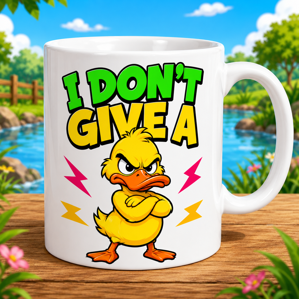 I Don't Give A Duck Mug – Funny Angry Duck Coffee Mug – Novelty Gift for Duck Lovers – Sarcastic Humour Mug 11oz