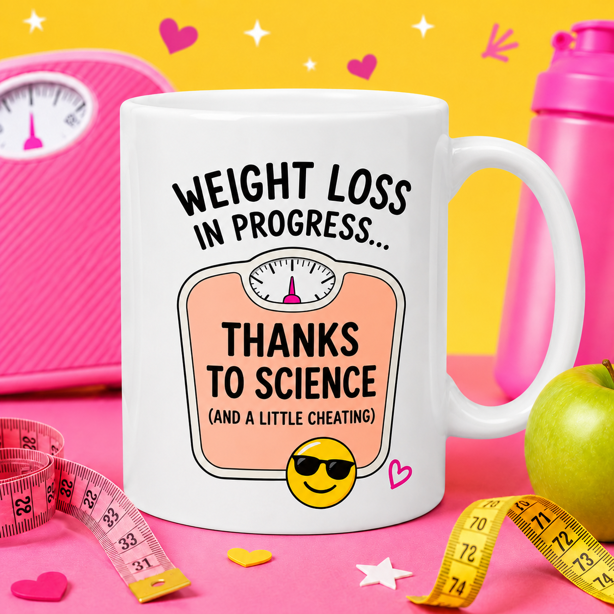 Funny Weight Loss Mug – Thanks To Science & A Little Cheating 11oz Ceramic