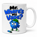 Personalised Funny Mr Where's My Vape Mug, Blue Character, 11oz Ceramic Coffee Cup