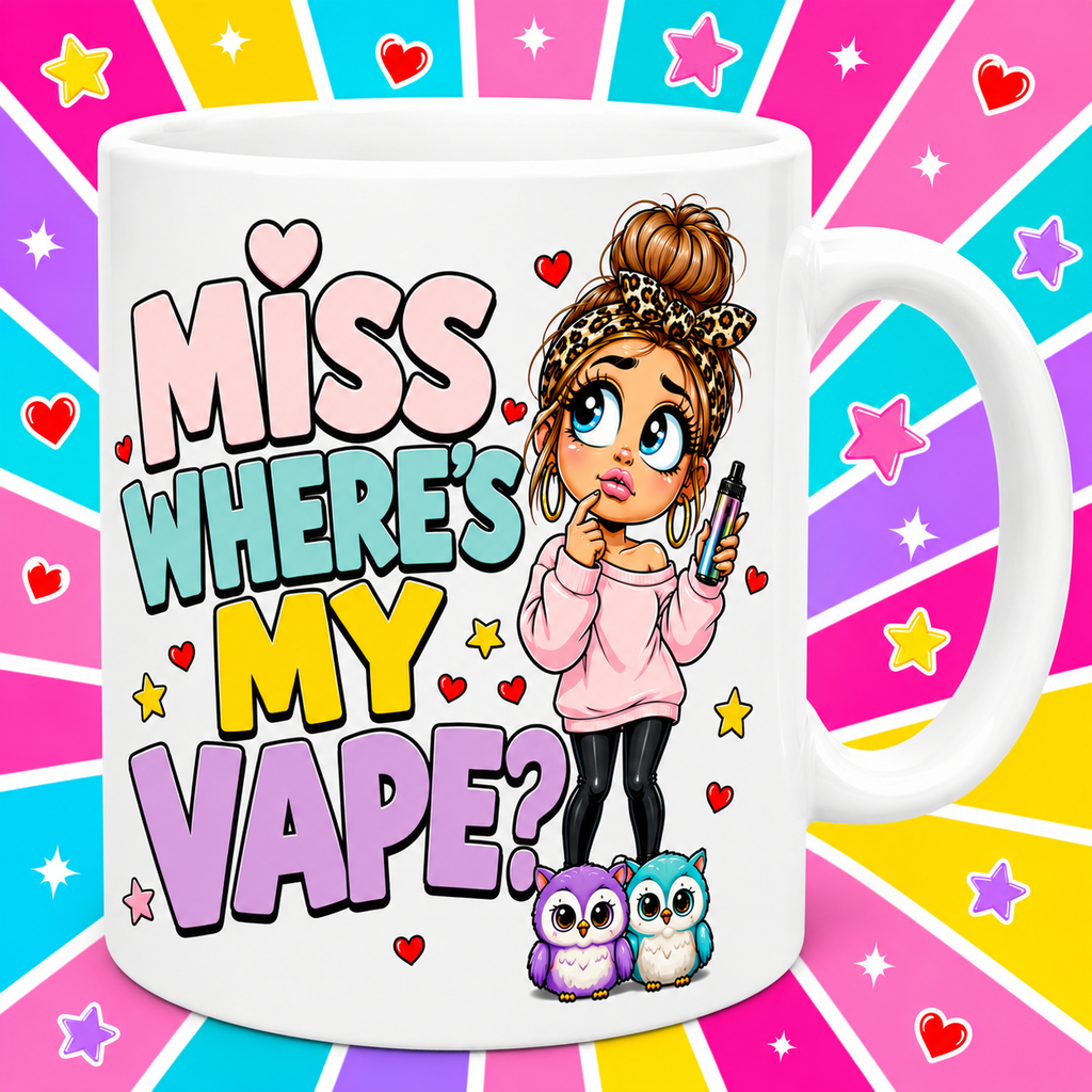 Miss Where’s My Vape? Mug – Funny Vape Lover Coffee Cup Gift for Her, 11oz