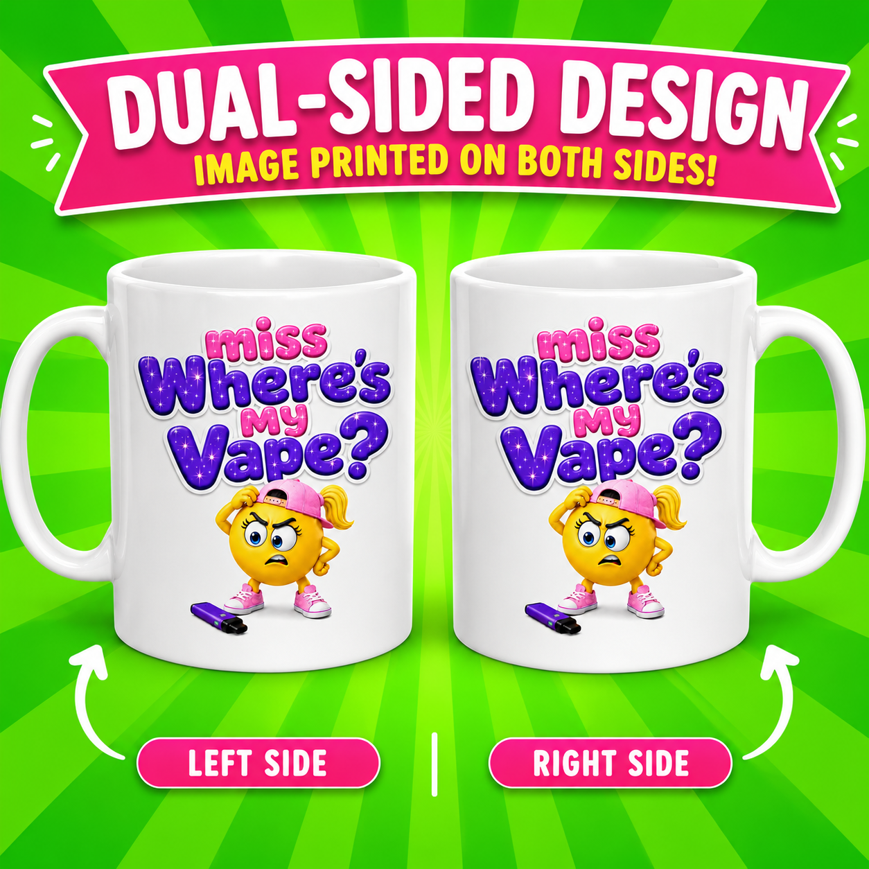 Personalised Miss Where's My Vape Mug Humour Joke 11oz