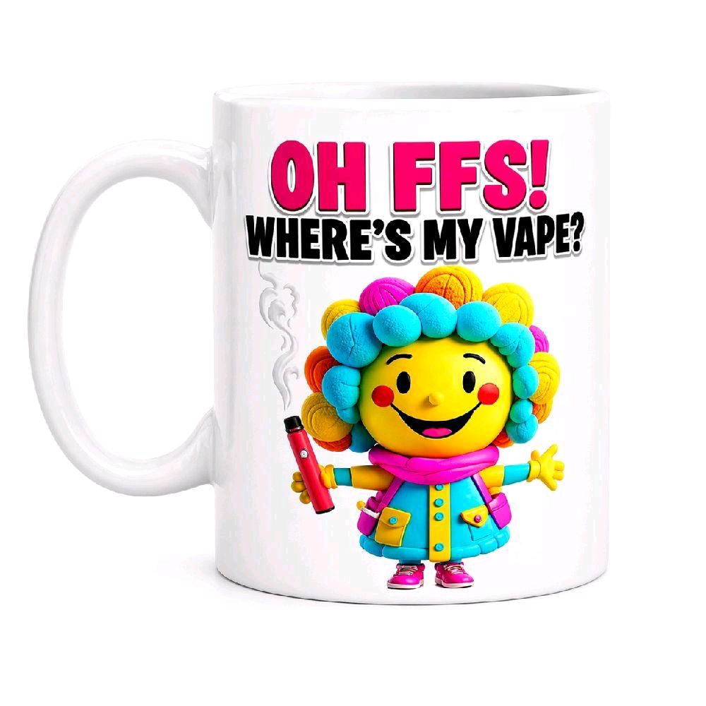 OH FFS! Where’s My Vape? Funny Colourful Character Mug – Novelty Coffee Cup Gift | Sassy Sips
