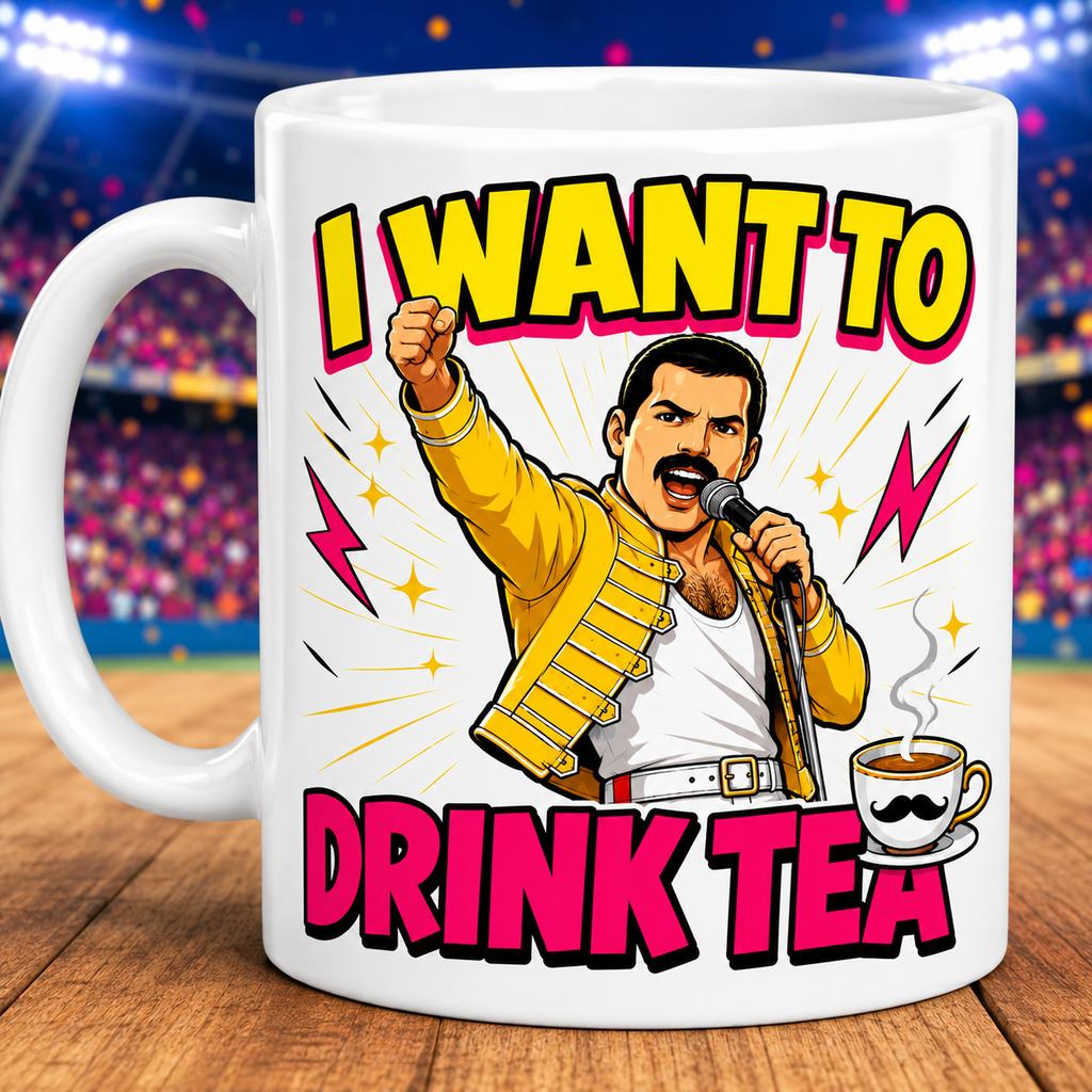 I Want To Drink Tea Mug – Funny Freddie-Inspired Tea Lover Coffee Mug – Novelty Gift for Tea Drinkers 11oz