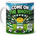 Come On The Bhoys Football Fan Mug – Funny Green & White Cartoon Supporter Mug – Stadium Football Coffee Cup – Celtic Inspired Gift 11oz